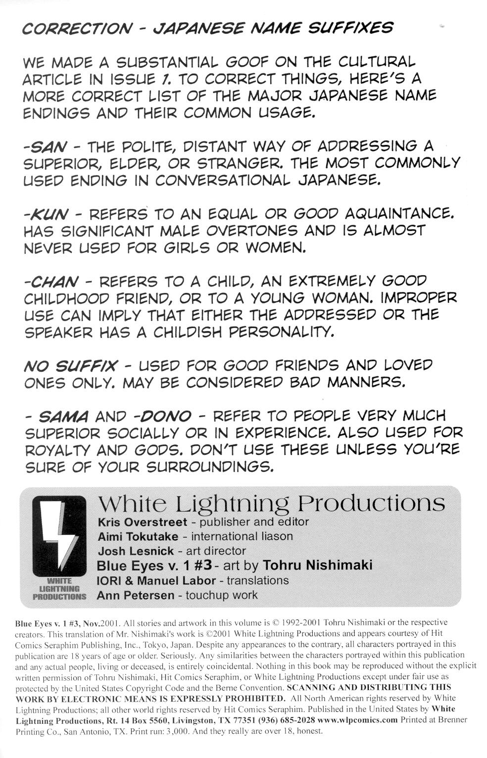 Blue Eyes Vol 1 Issue 3 page 2 full